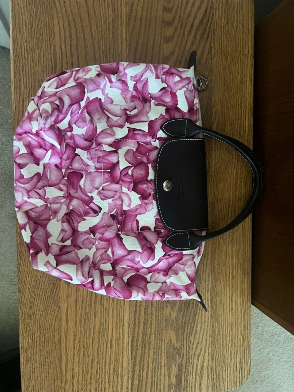 Longchamp Le Pilage Darshan Floral Pink and White Mini Tote - Picture 2 of 16